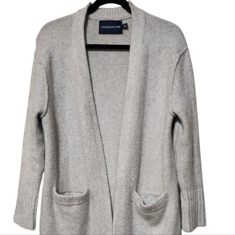Calvin Klein Wool Blend Open Front Cardigan Size Medium - Picture 2 of 8